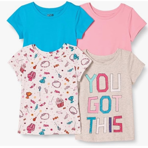 Girls Spotted Zebra Pack Of 4 XL Short Sleeves T Shirt Brand New - Picture 1 of 5